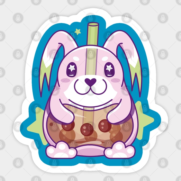 Kawaii Pink Bunny Boba Tea Sticker by Lagelantee